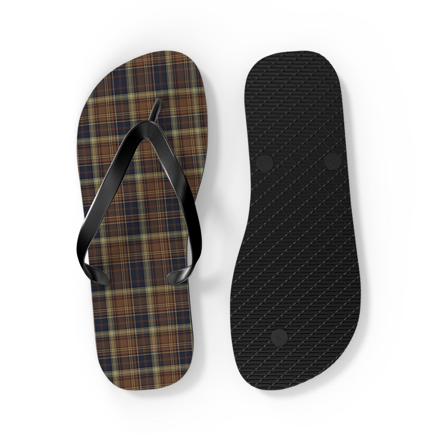 Men's Flip Flops | Brown Plaid