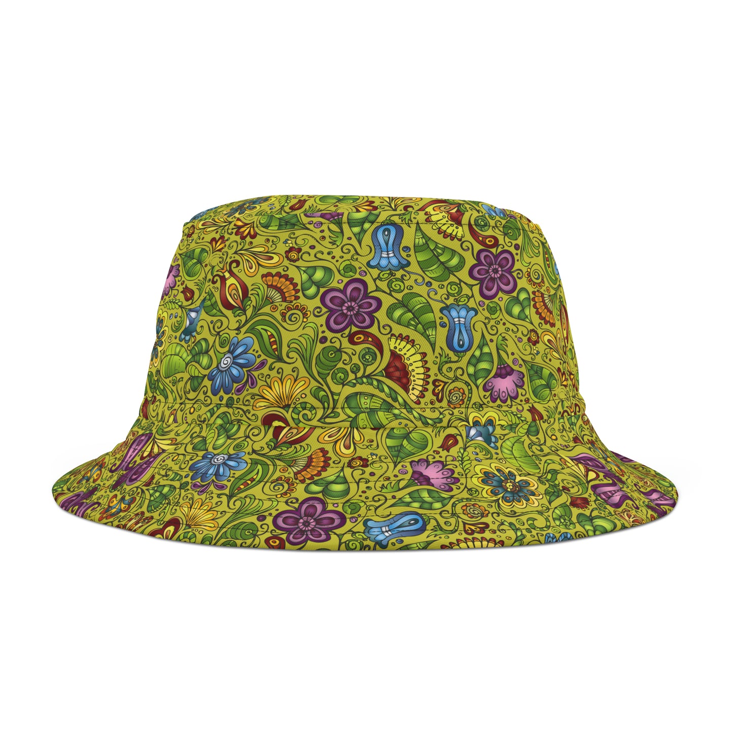 Green Abstract Retro Floral Y2K Bucket Hat