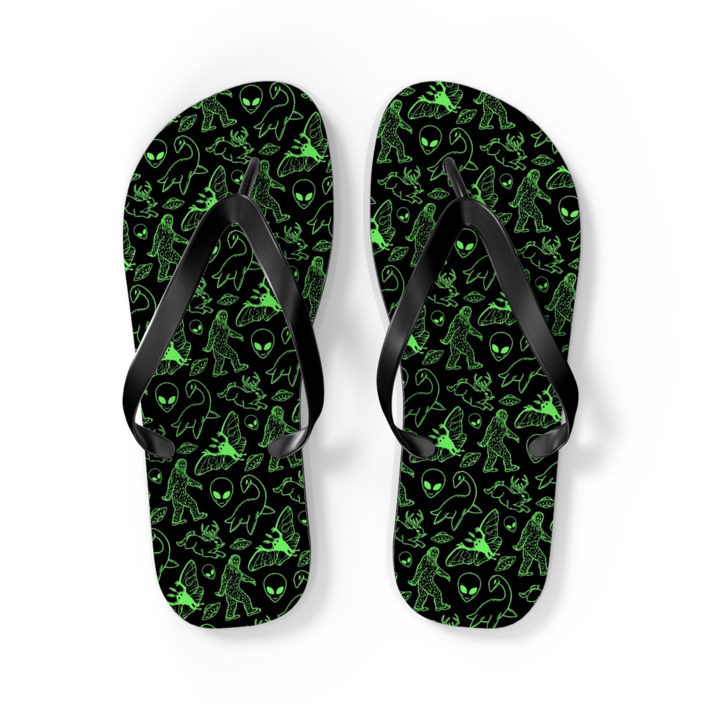 Cryptid Neon Green Men's Flip Flops