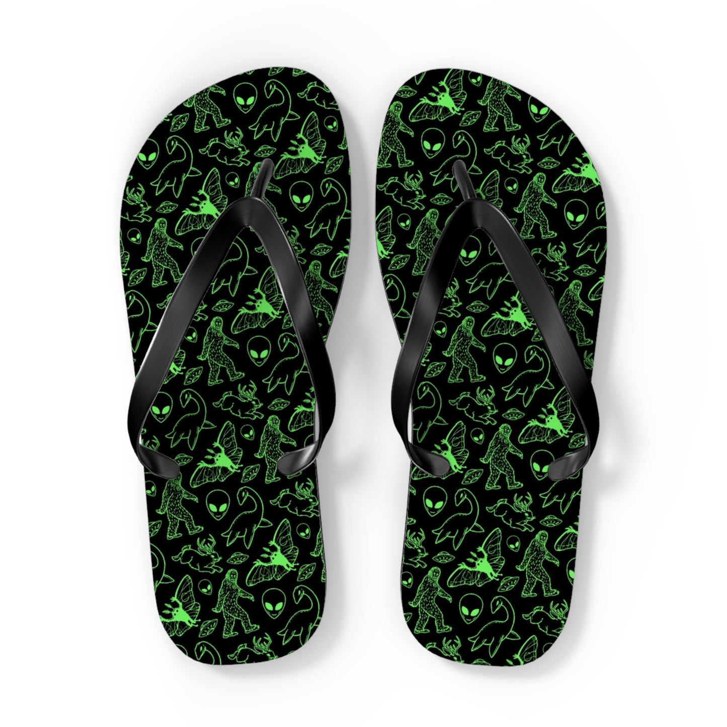 Cryptid Neon Green Men's Flip Flops