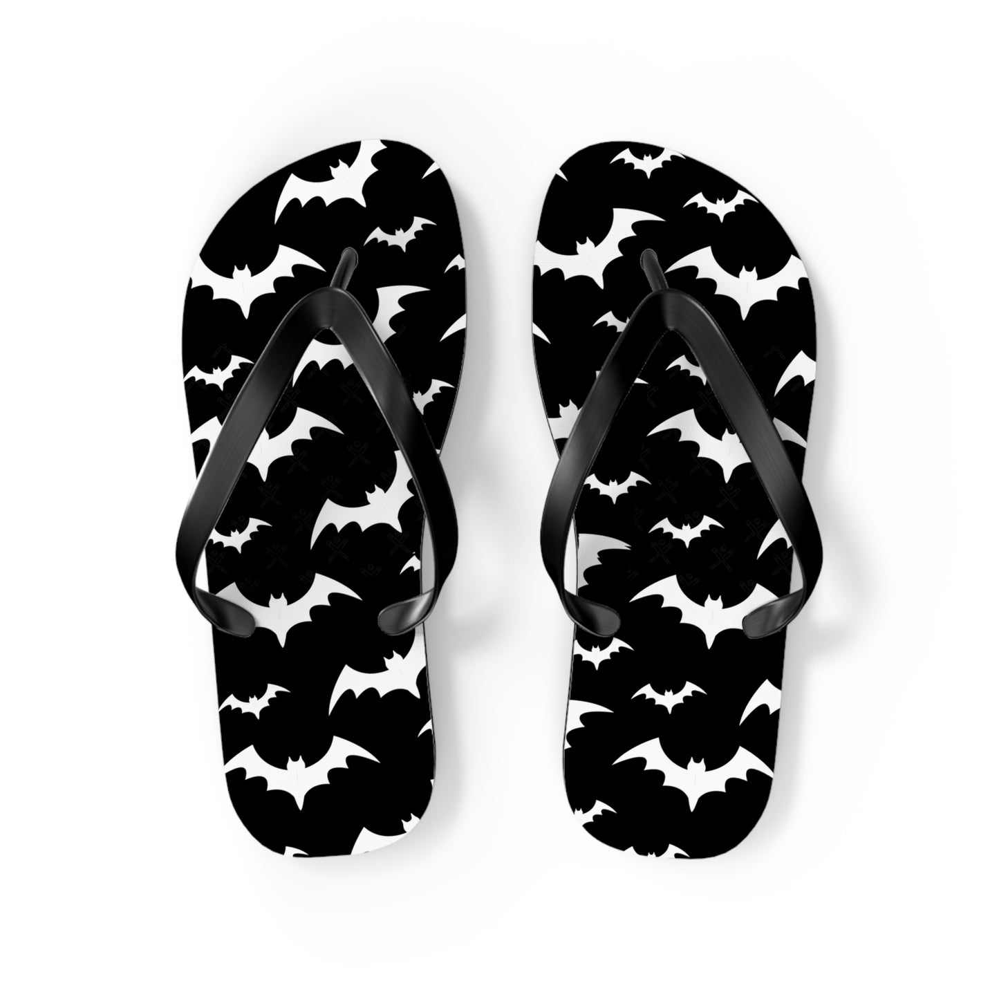 Black and White Bat Theme Men's Flip Flops