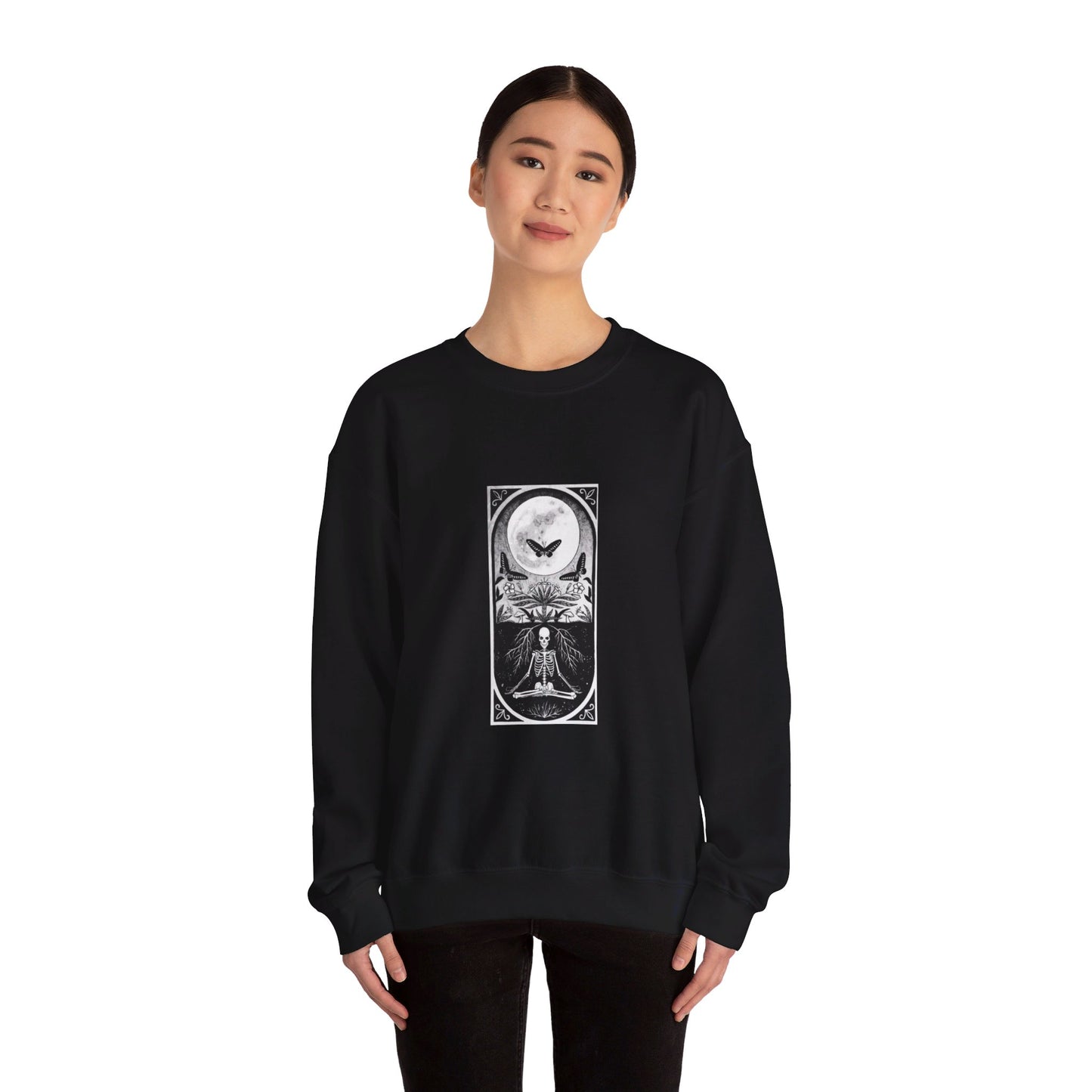 Skeleton Themed Goth Art Unisex Heavy Blend™ Crewneck Sweatshirt Black