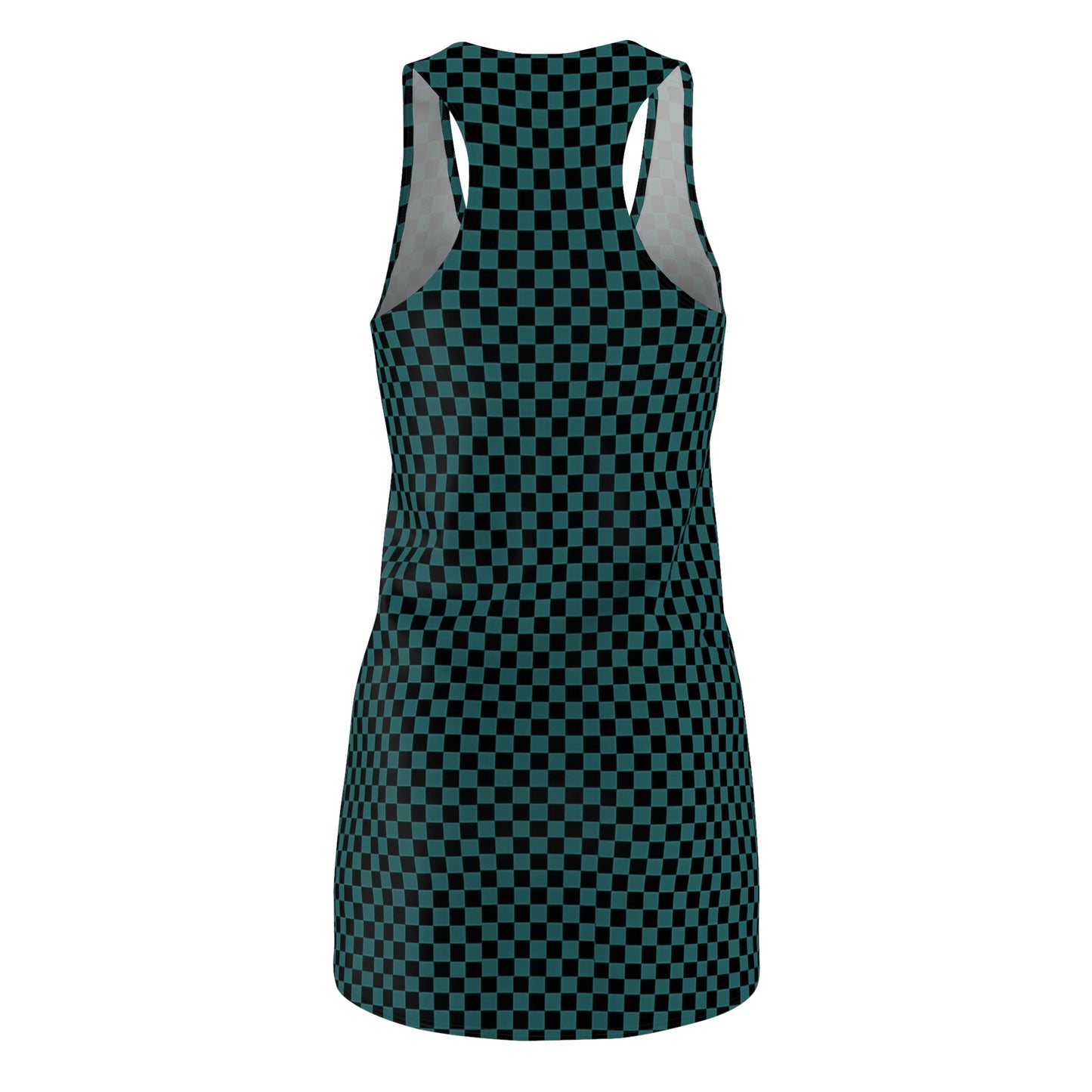 Racerback Dress Teal Black Y2K Checkered