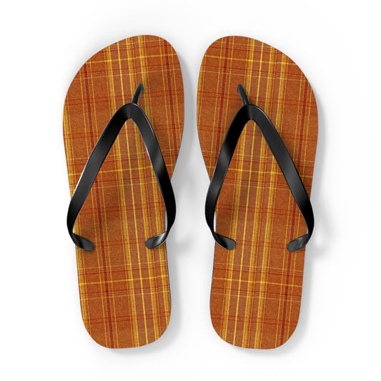 Orange Plaid Men's Flip Flops