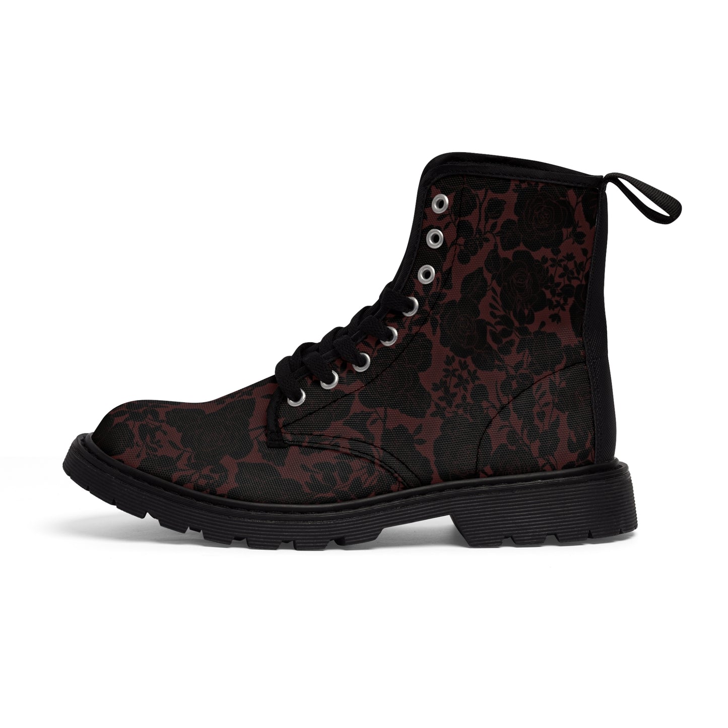 Women's Burgundy Black Floral Boots