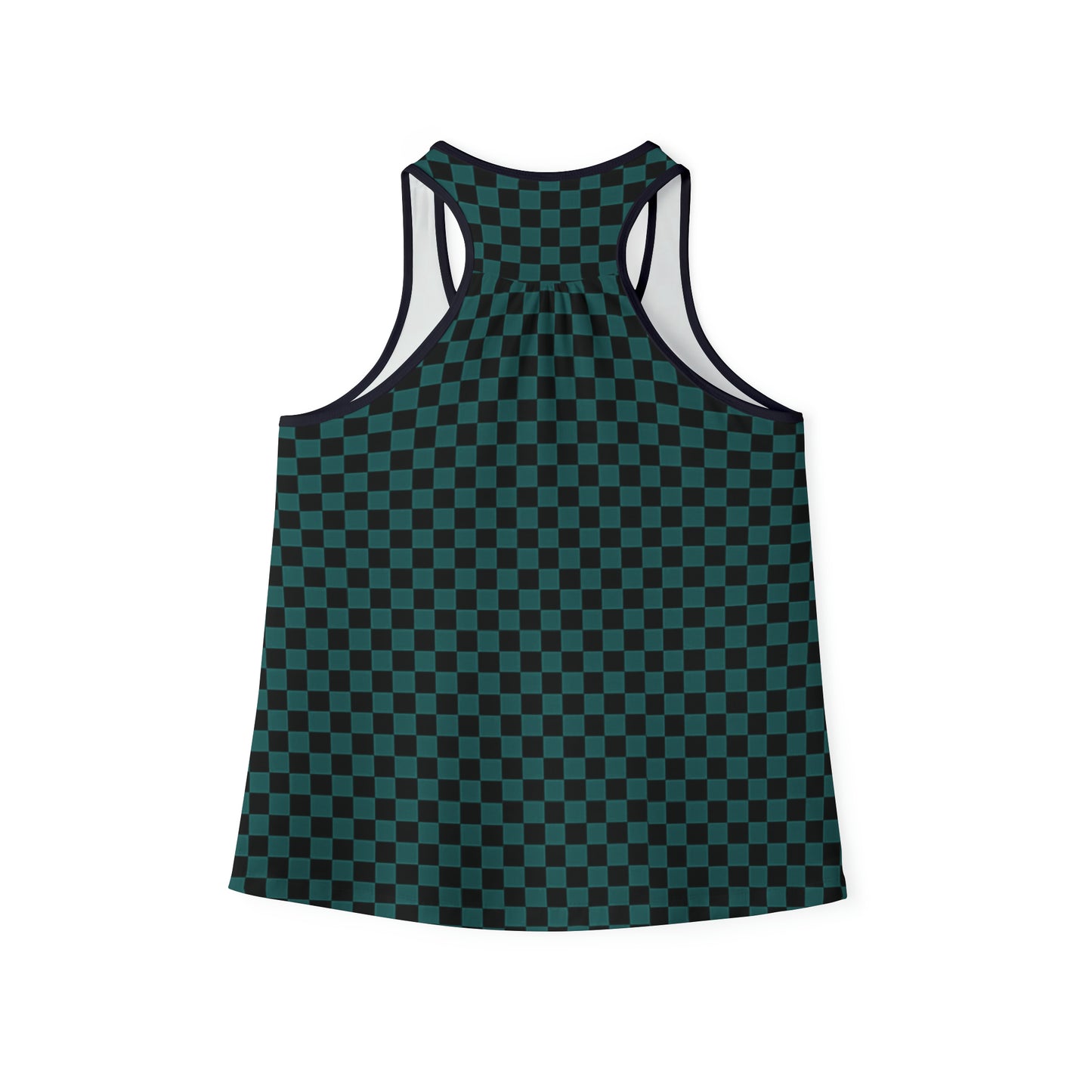 Women's Teal Black Checkered Tank Top