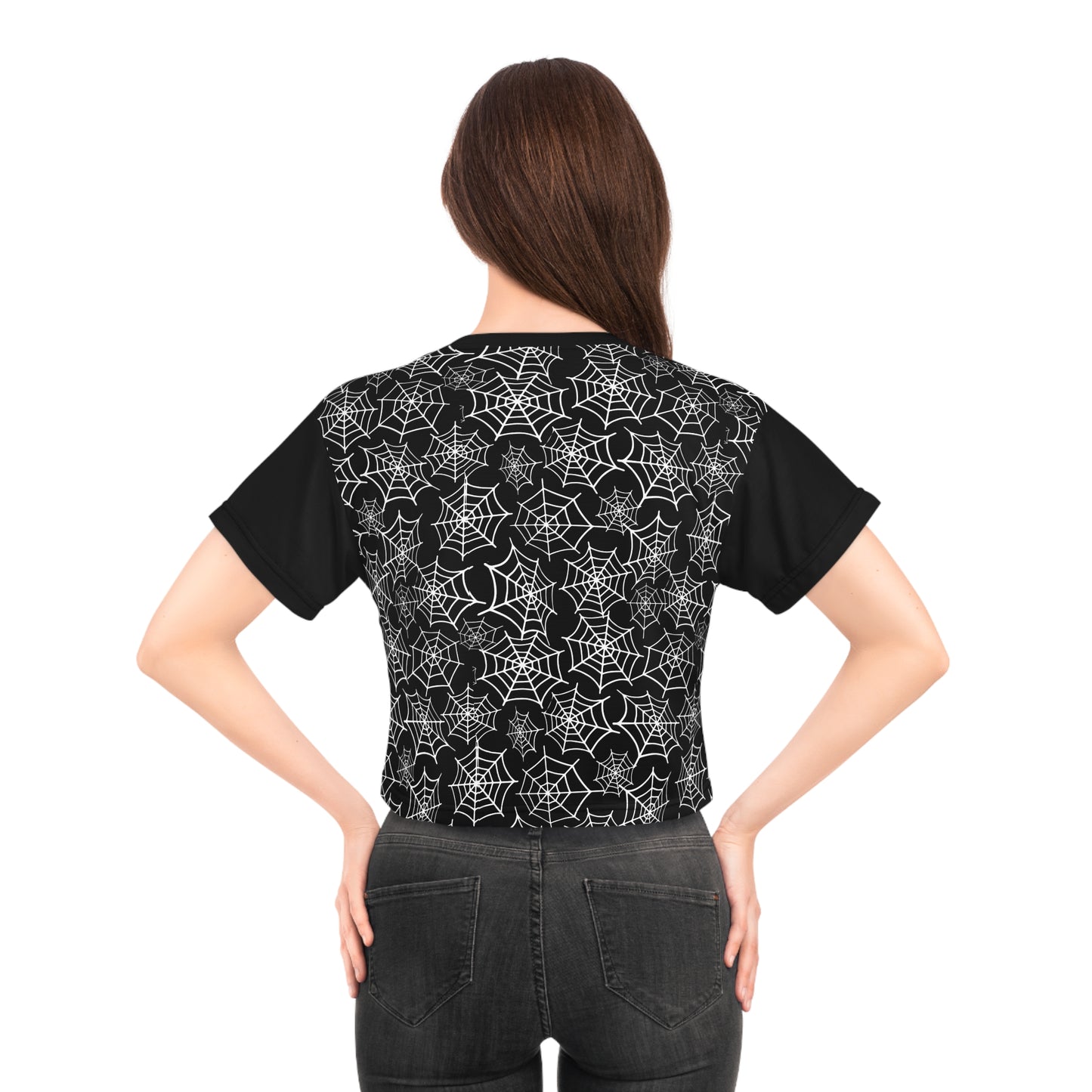 Women's Black Crop Tee | Spiderwebs