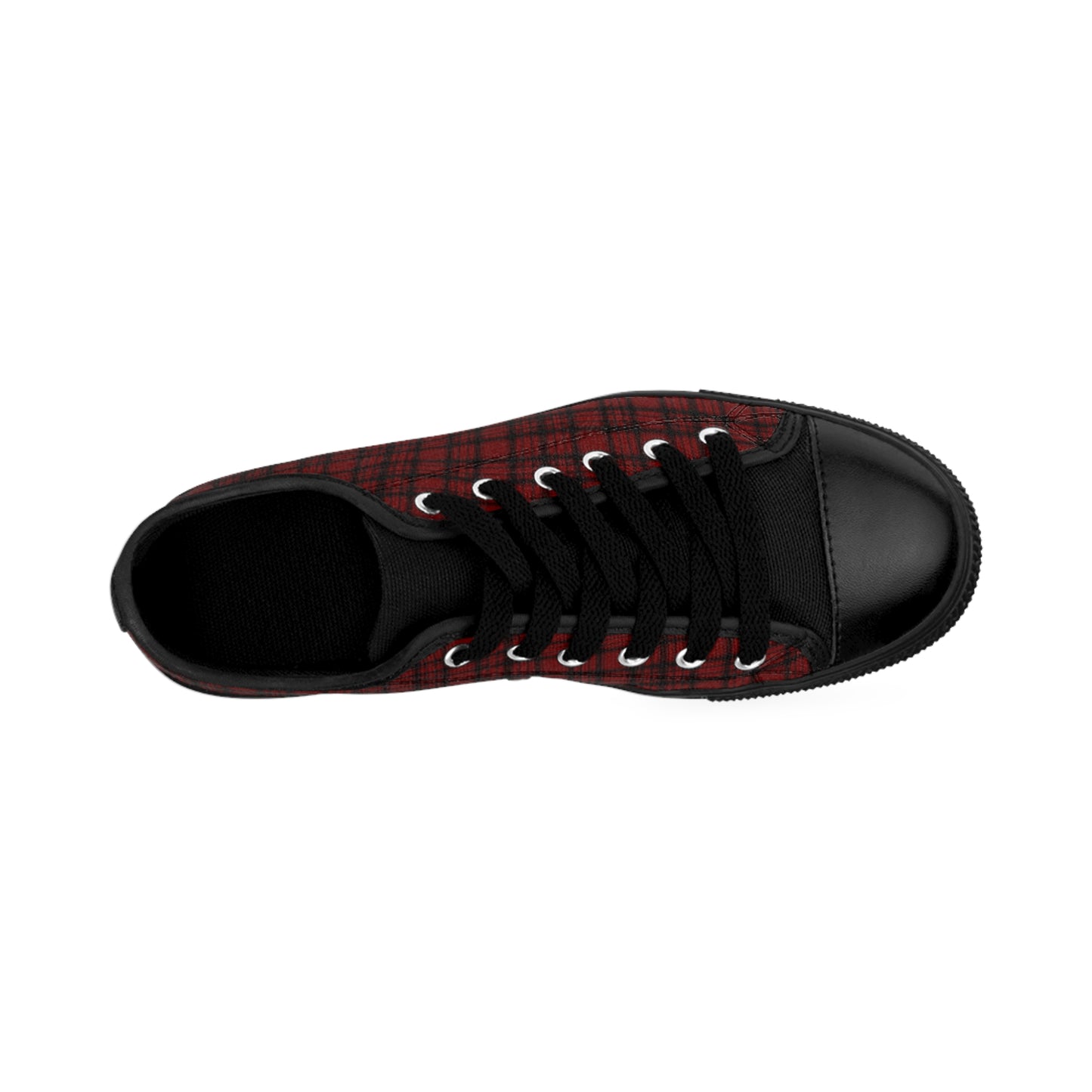 Men's Low Top Sneakers | Red Black Plaid