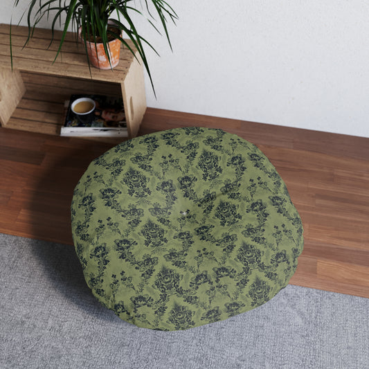 Vintage Pattern Green Round Floor Pillow