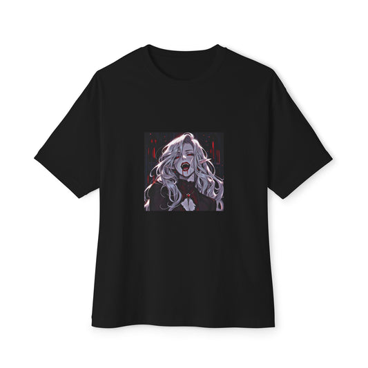 Retro Anime Vampire Unisex Black Oversized T-Shirt