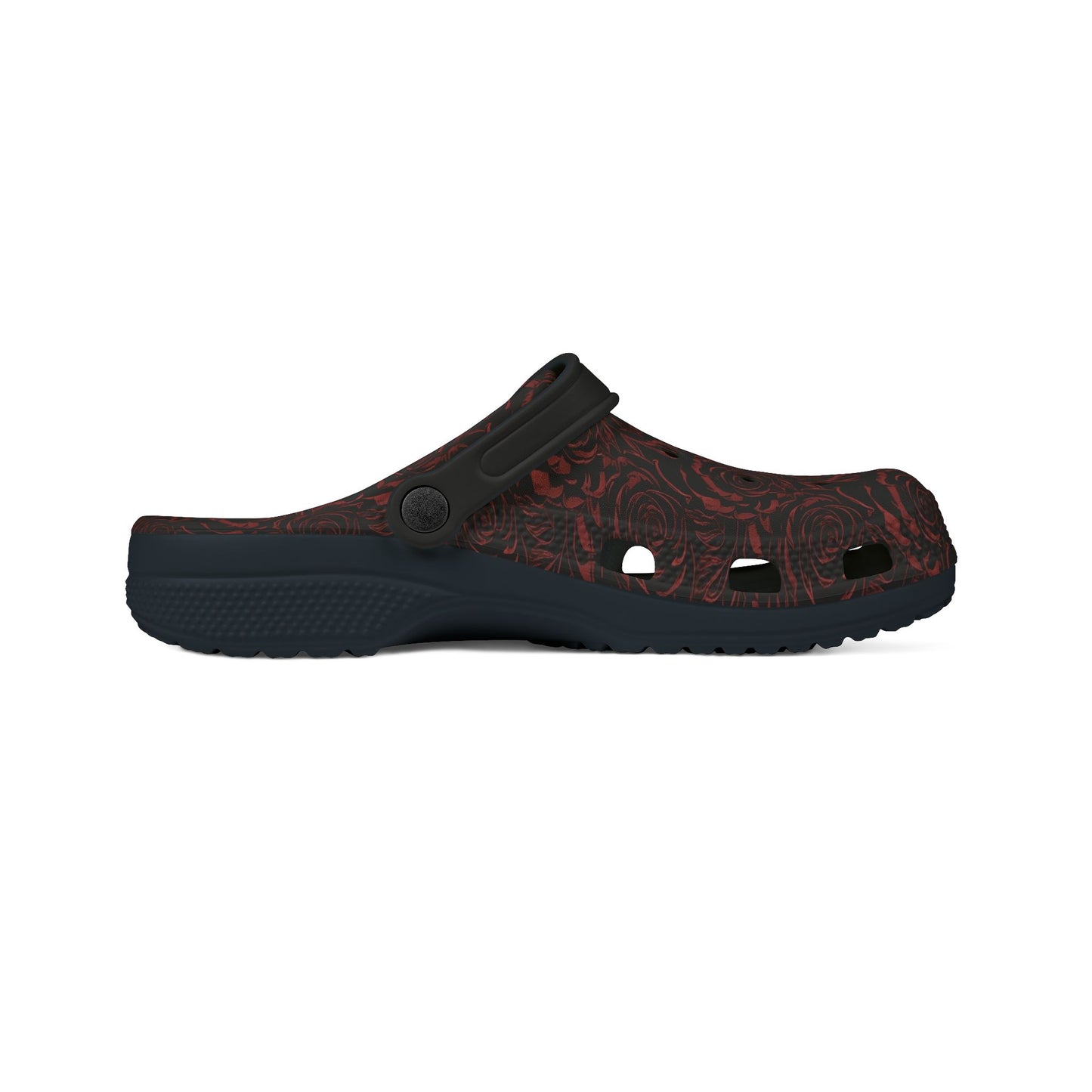 Red Rose Floral Clog-Style Foam Rubber Shoes