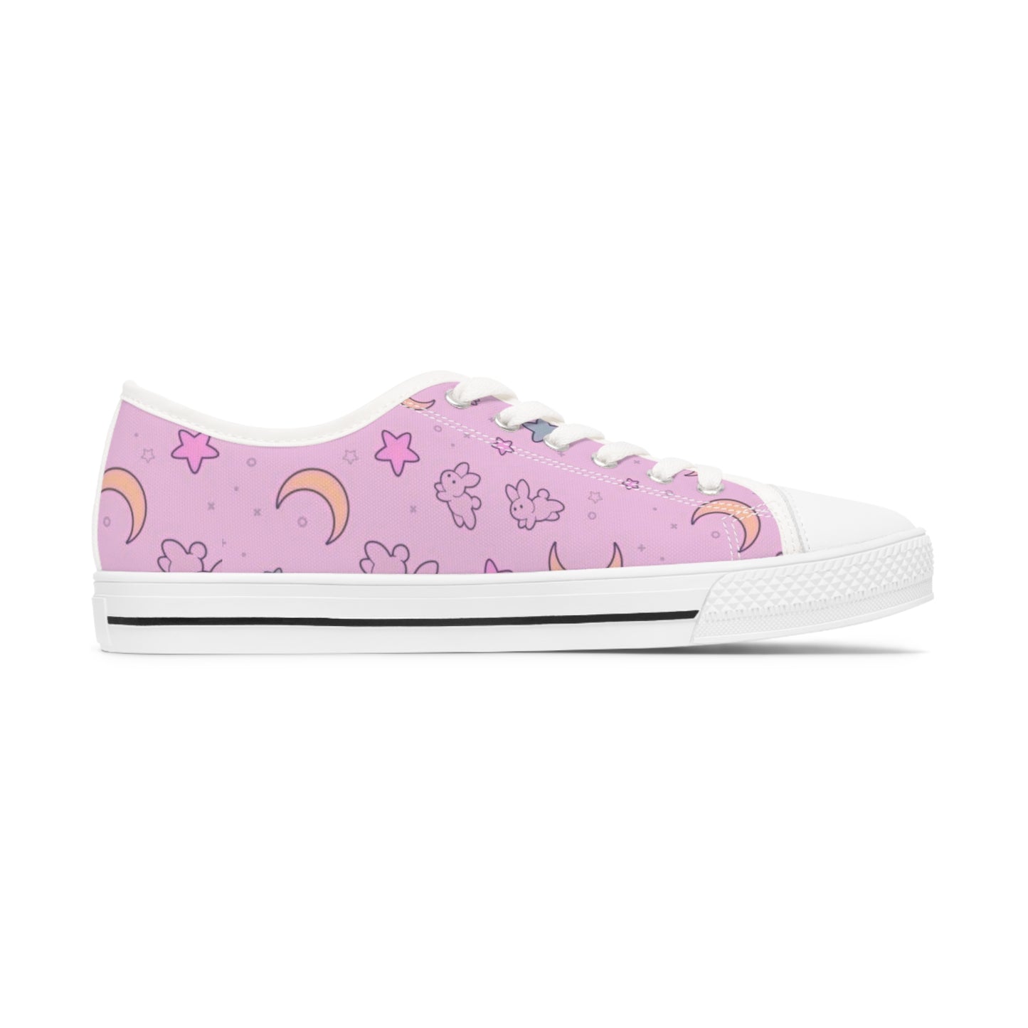 Women's Pastel Pink Kawaii Pattern Low Top Sneakers