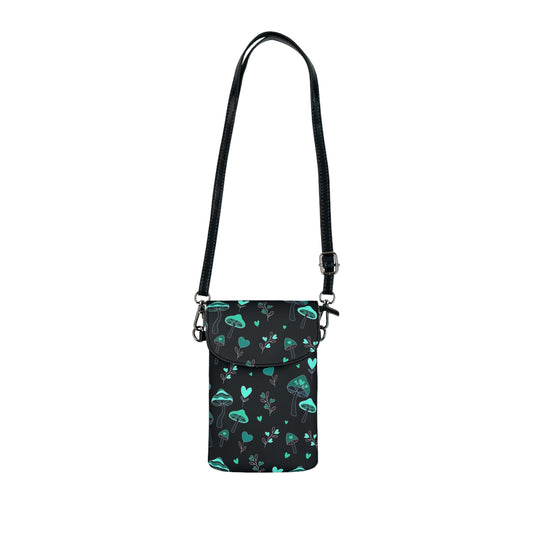 Green Mushrooms Cute Small Cell Phone Purse Crossbody Bag