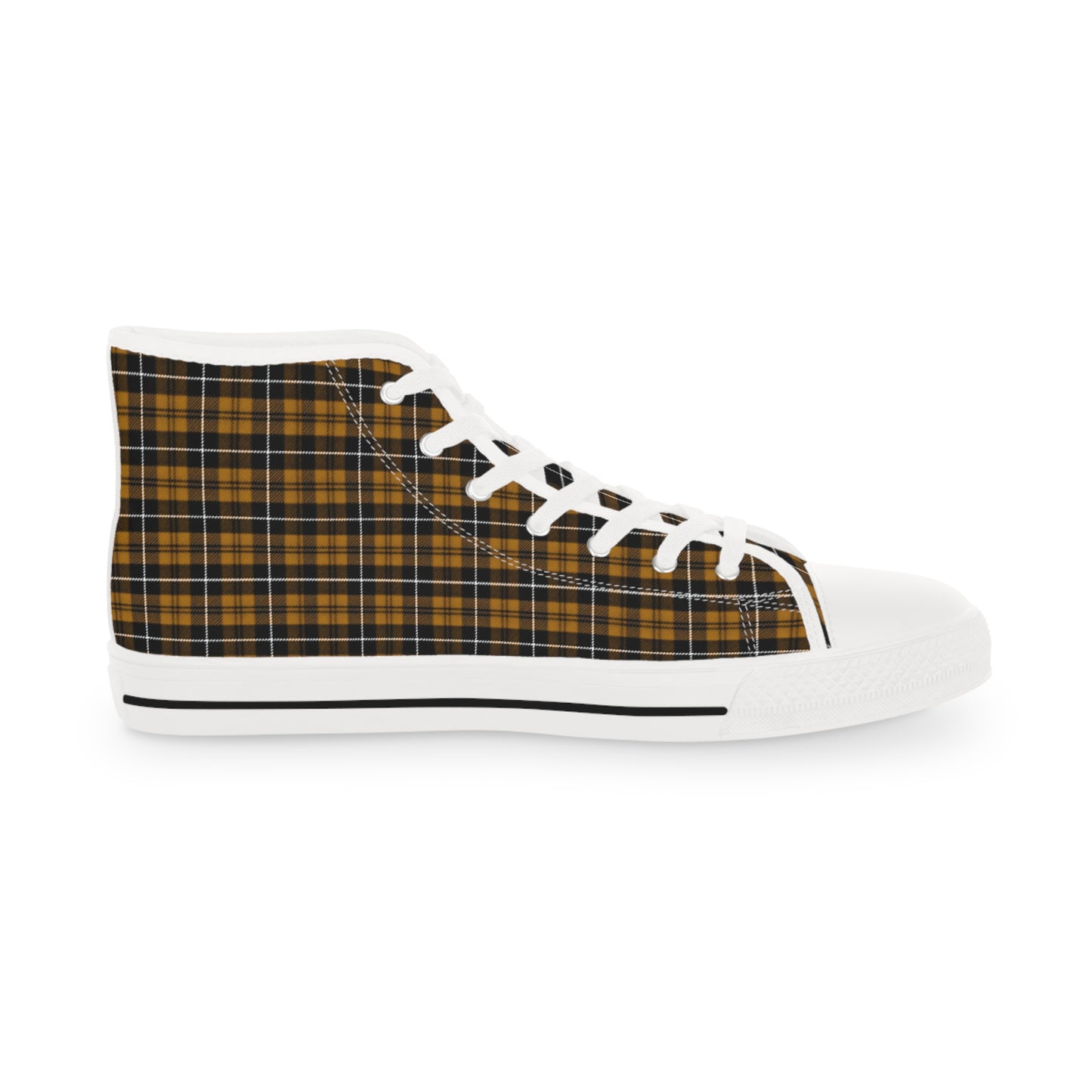 Men's Black Yellow Plaid White High Top Sneakers