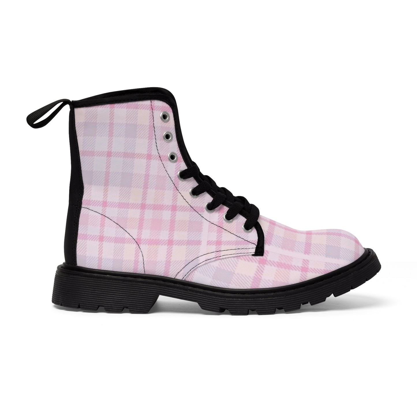 Women's Pastel Pink Plaid Boots