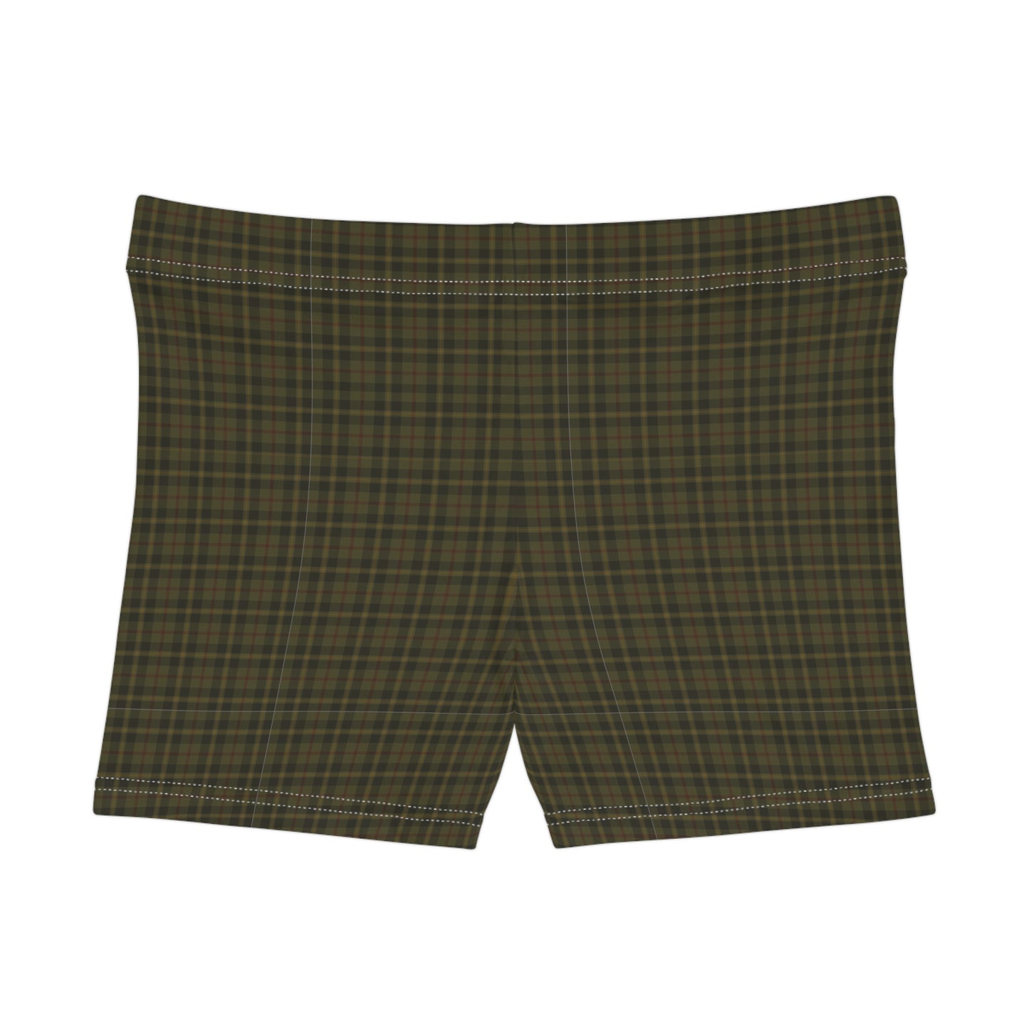 Women's Plaid Army Green Active Shorts