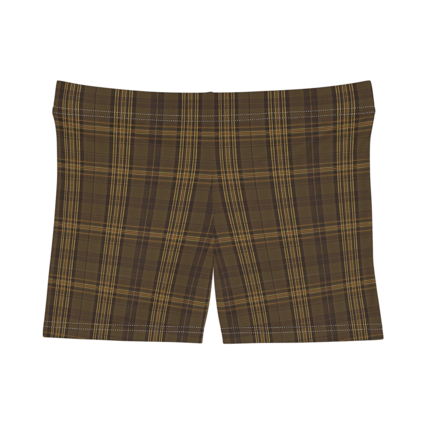 Women's Brown Plaid Active Shorts