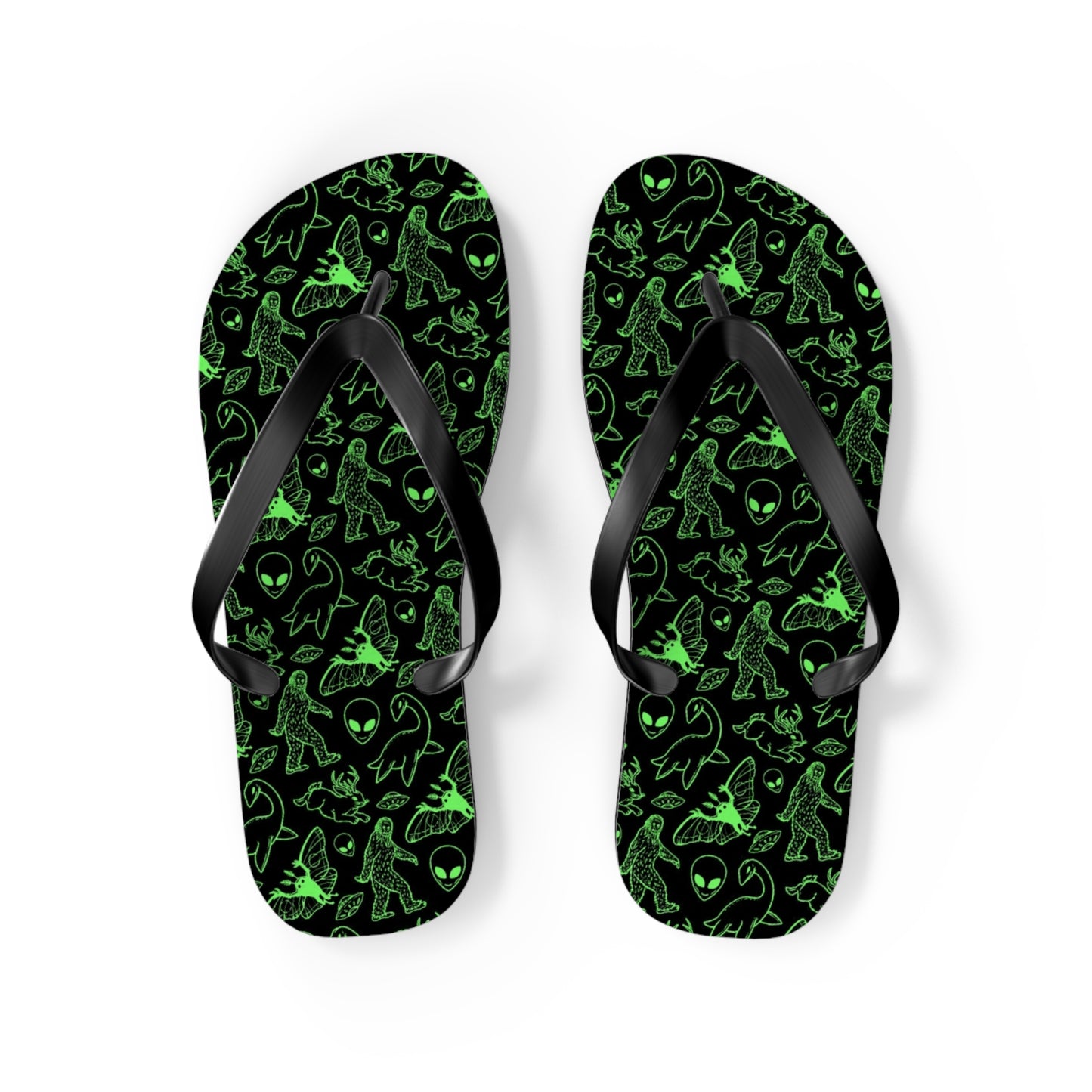 Cryptid Neon Green Men's Flip Flops