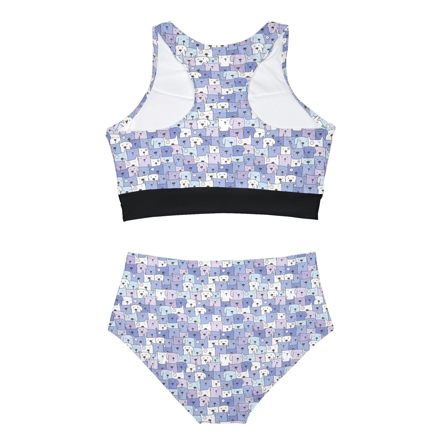 Kawaii Pastel Blue Pups Sporty Bikini Set