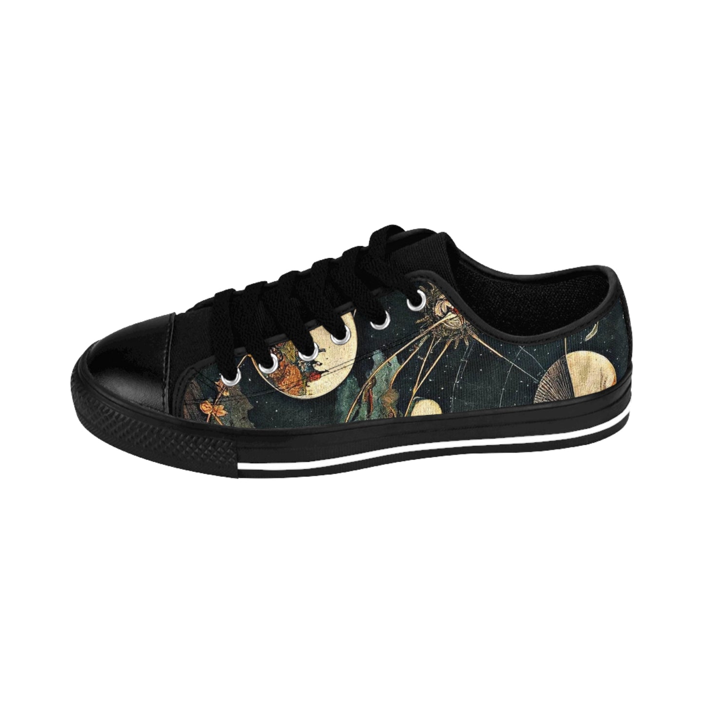 Dark Blue Art Deco Women's Low Top Sneakers