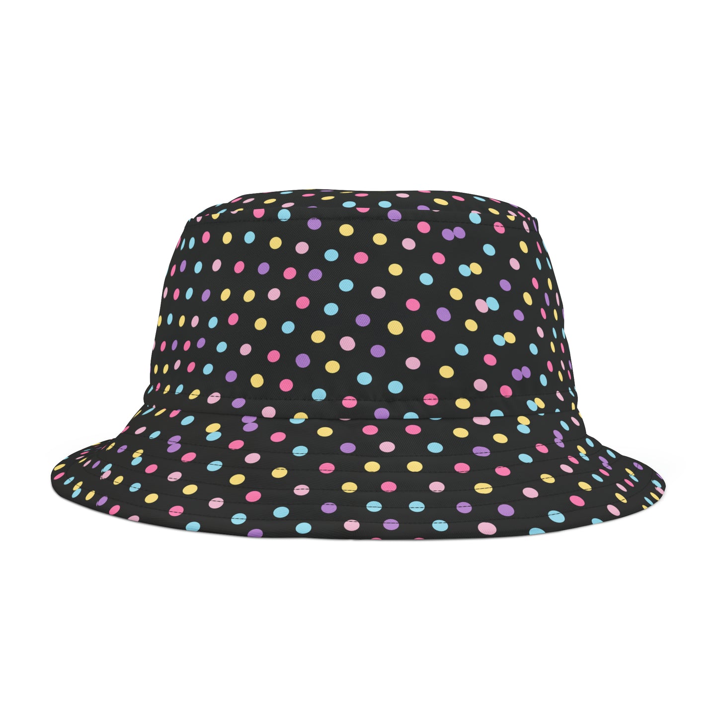 Girly Polka Dot Black Y2K Bucket Hat