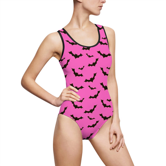 One Piece Swimsuit | Hot Pink Bats