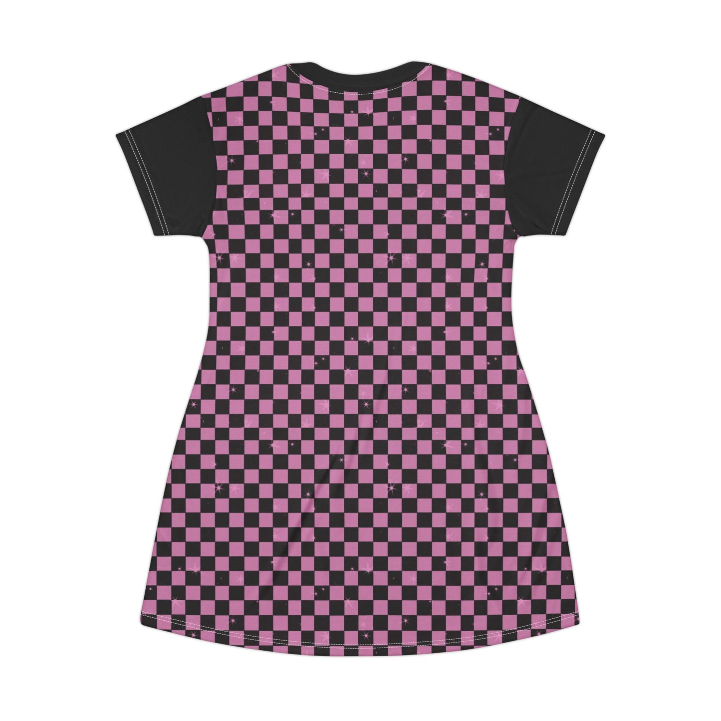 T-Shirt Dress Pink Black Y2K Checkered Theme