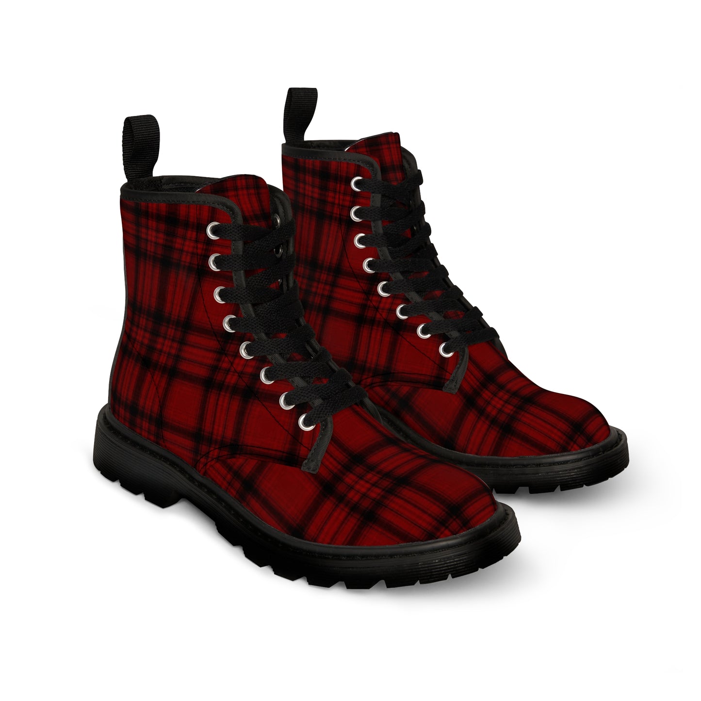 Women's Red Black Plaid Alt Boots