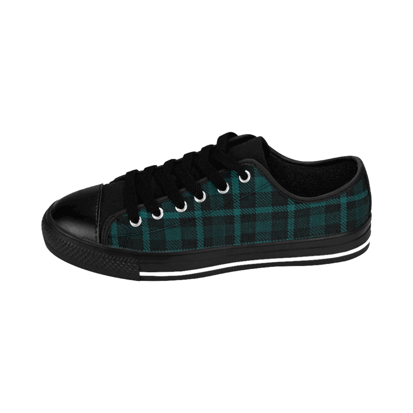 Alt Dark Teal Plaid Women's Sneakers Low Top