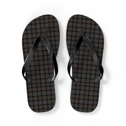 Gray Plaid Checkered Men's Flip Flops