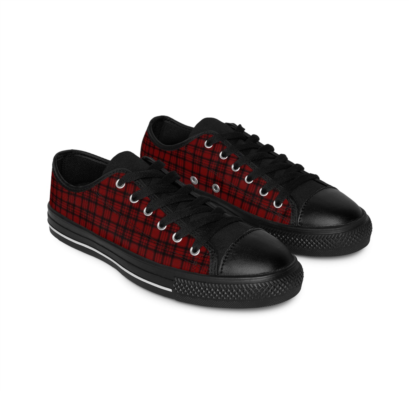 Men's Low Top Sneakers | Red Black Plaid