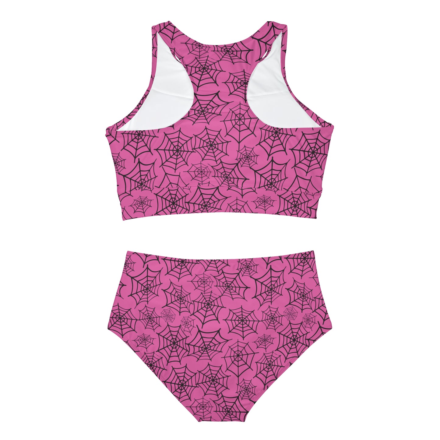 Spiderwebs Pink Goth Alt Sporty Bikini Set