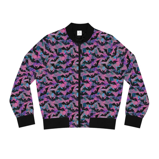 Cute Bats Women's Pink and Blue Bomber Jacket