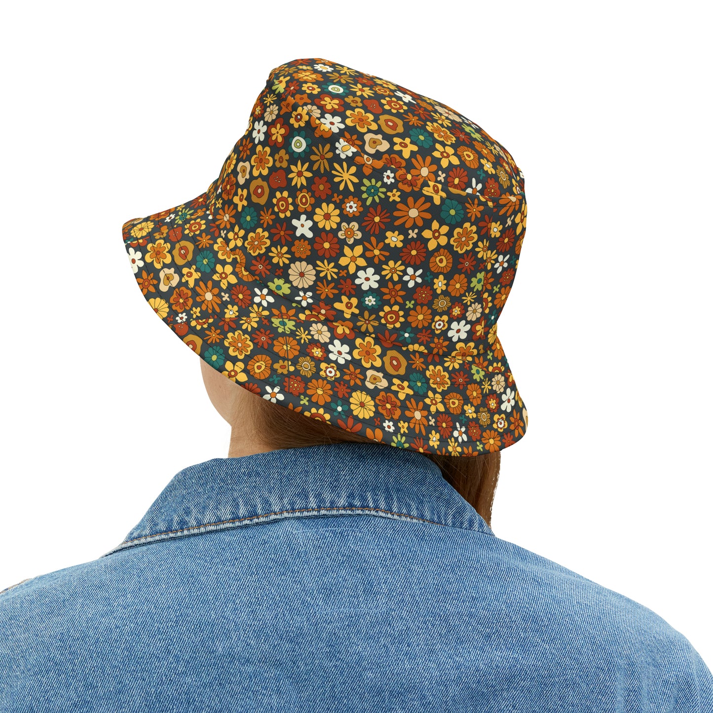 Retro Colorful Hippie Floral Y2K Bucket Hat