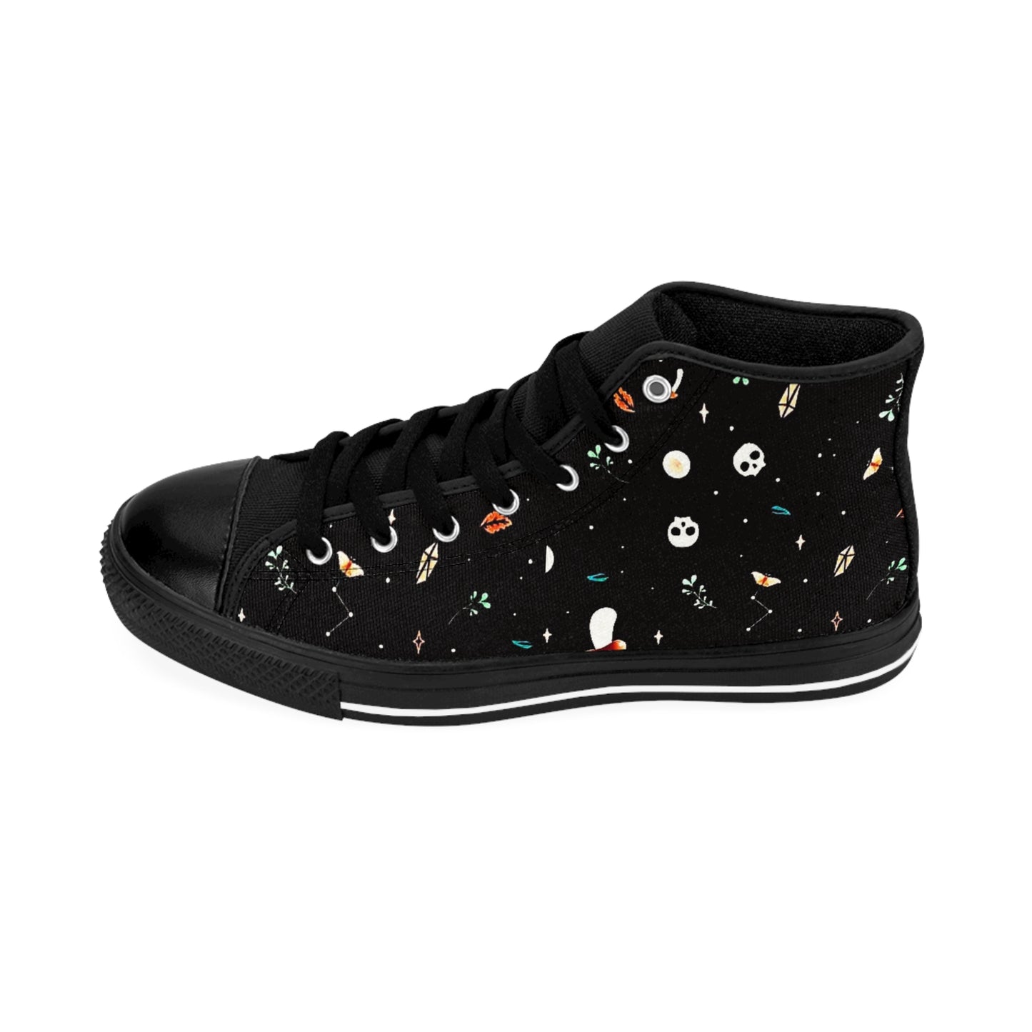 Women's Whimsical Shroom Skulls Goth Sneakers High Top