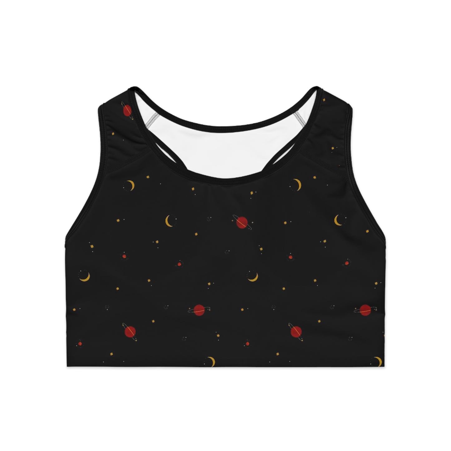 Space Themed Black Sports Bra