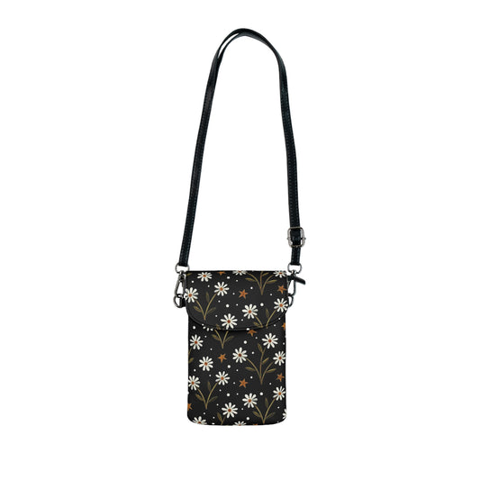 Cute Daisy Small Black Cell Phone Purse Crossbody Bag