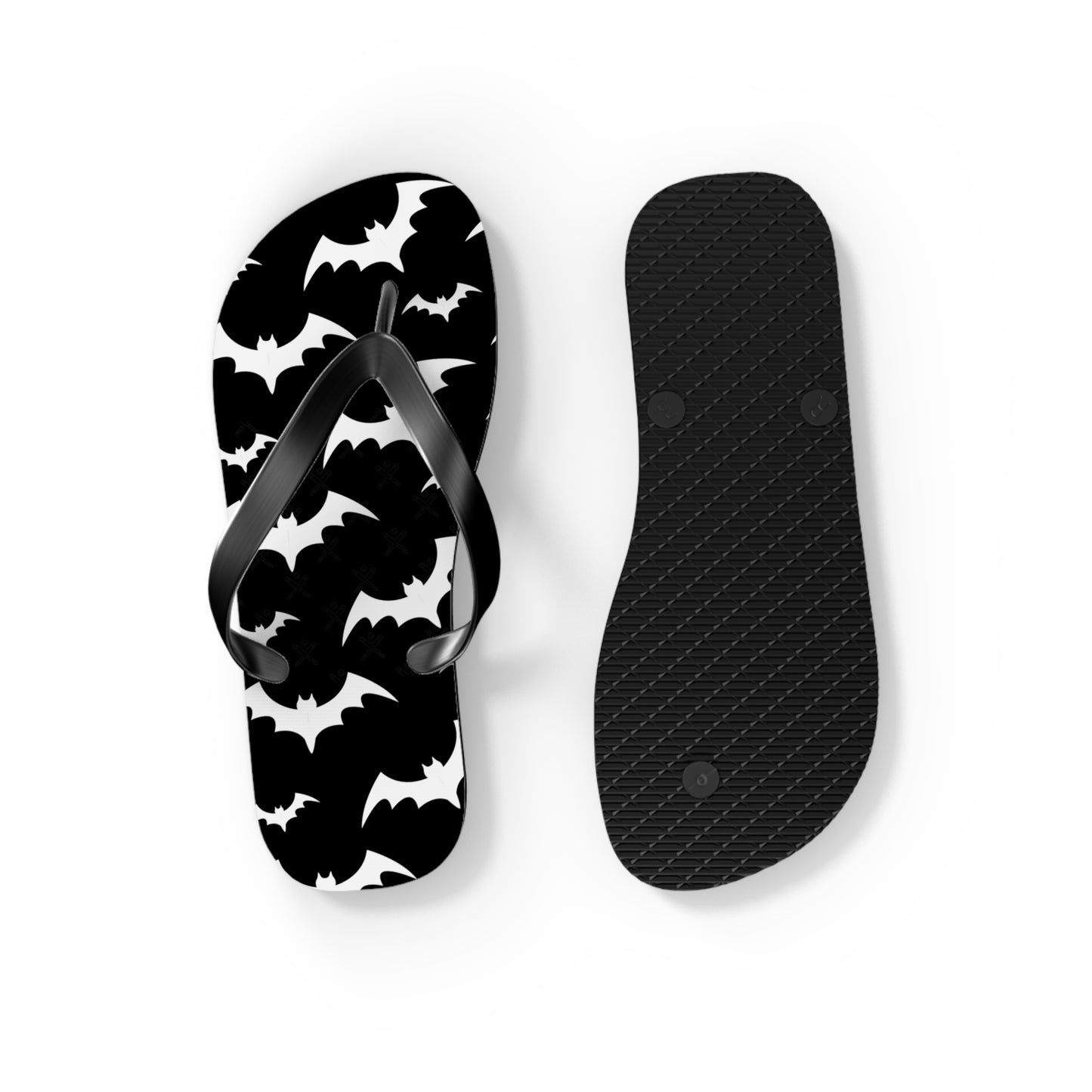 Black and White Bat Theme Men's Flip Flops