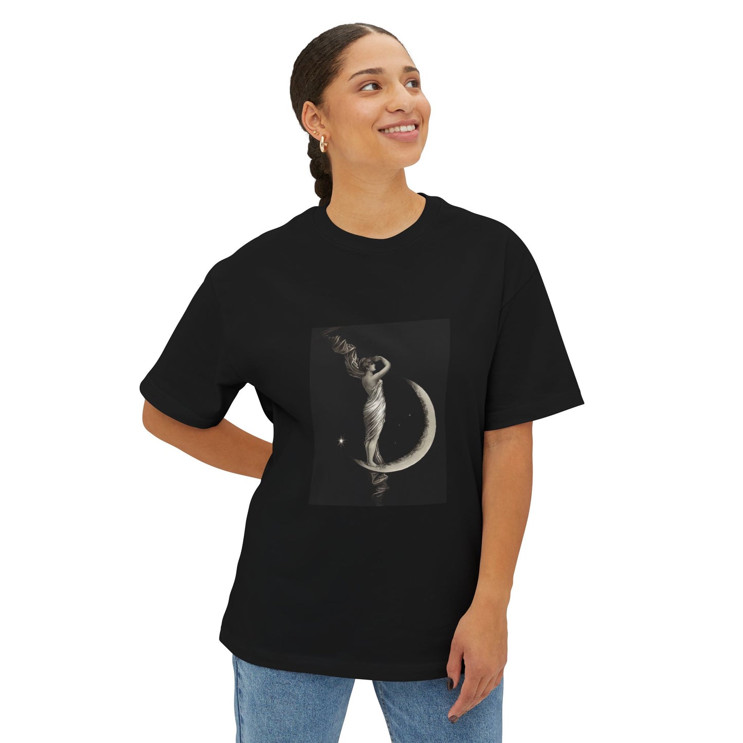 Unisex Black Oversized T-Shirt | Moon Goddess