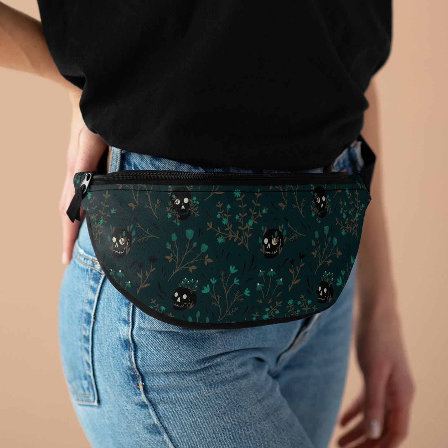 Plant Skull Dark Green Alt Fanny Pack