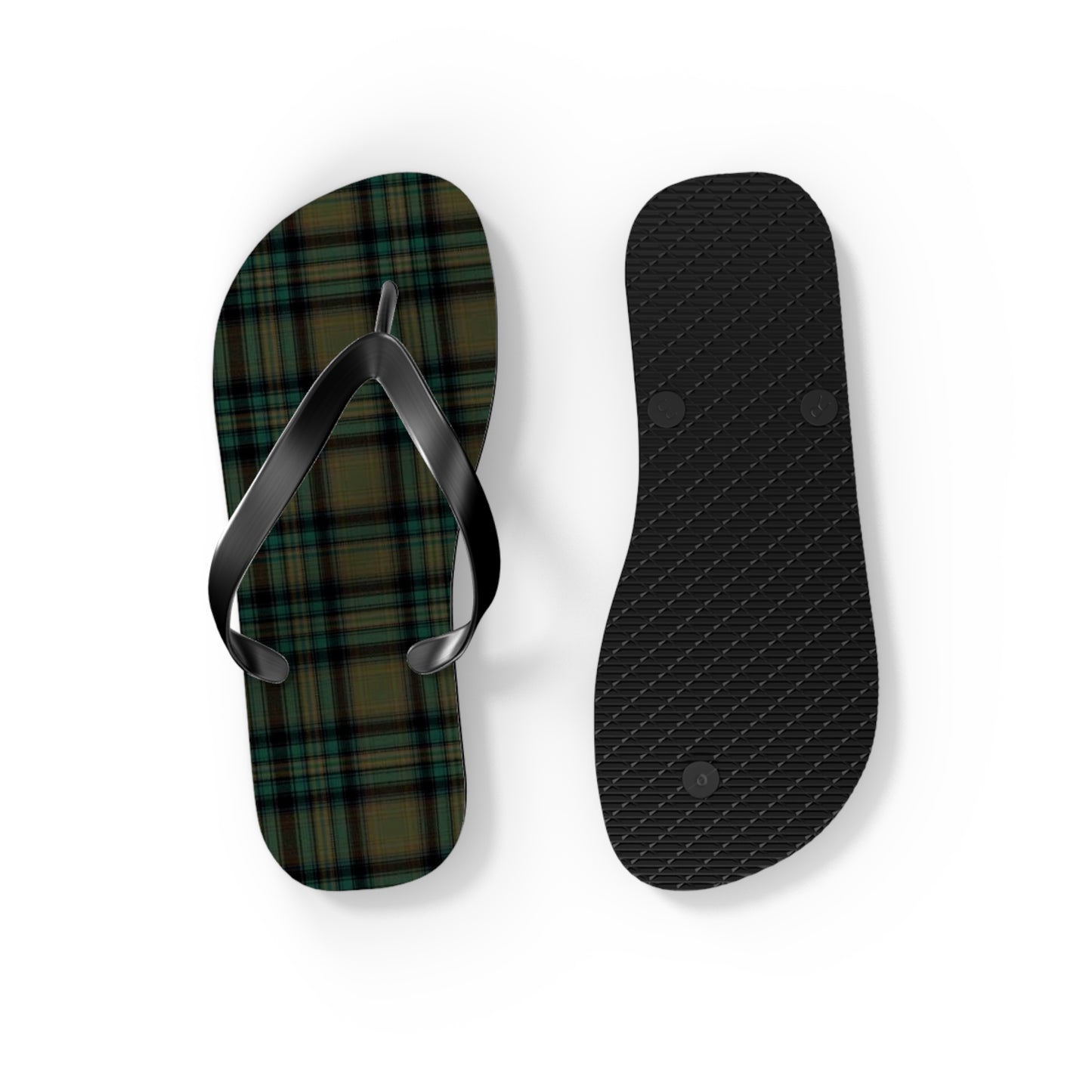 Army Green Plaid Men's Flip Flops