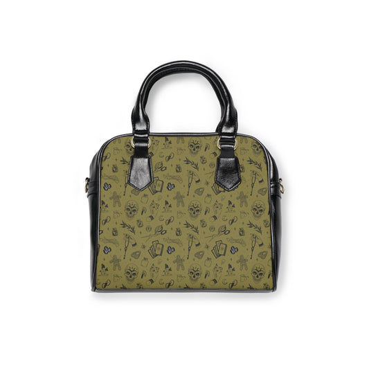 Army Green Occult Pattern Shoulder Handbag