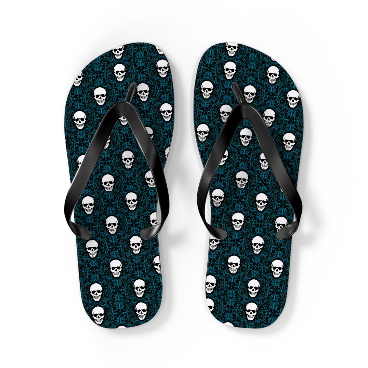 Skulls Dark Blue Men's Flip Flops