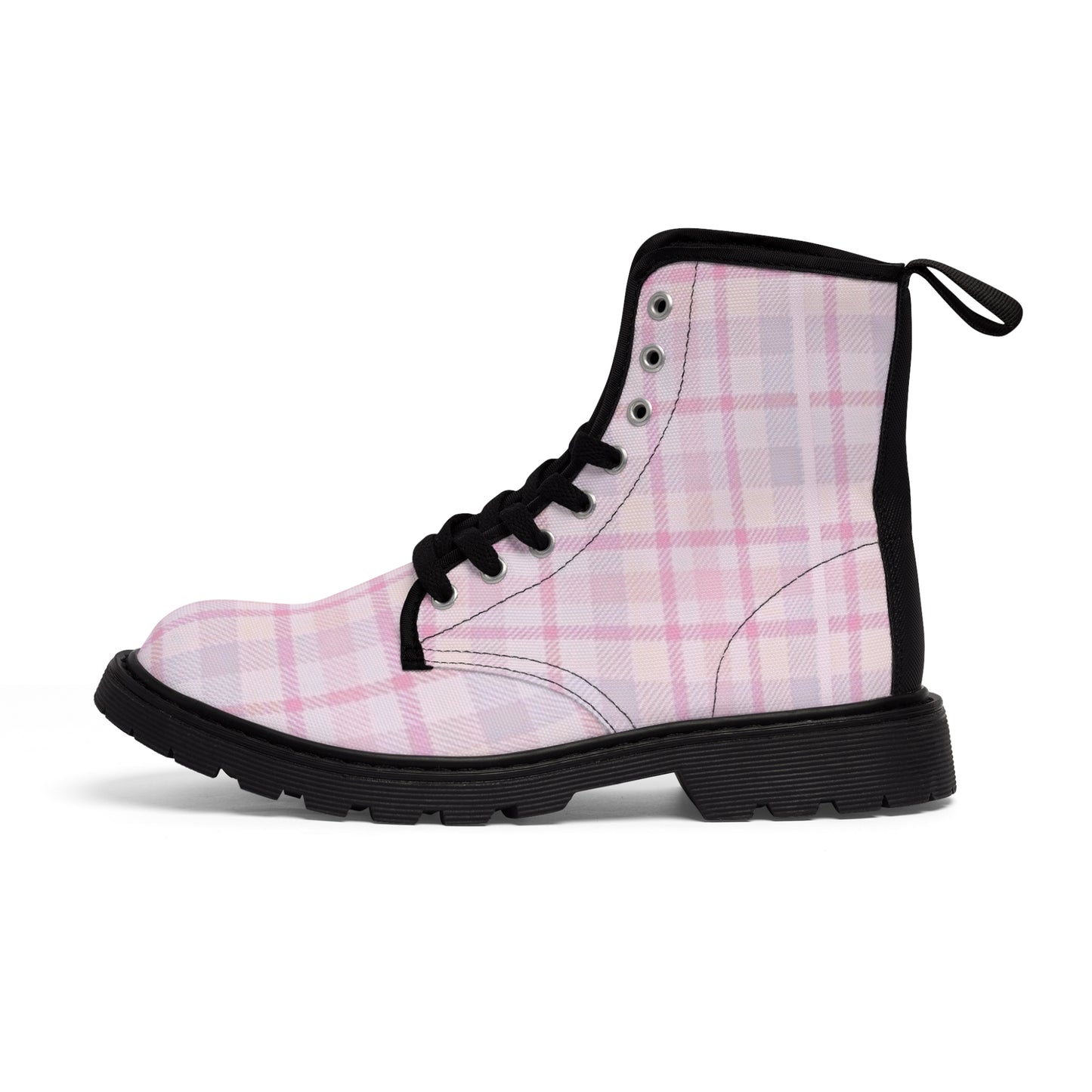 Women's Pastel Pink Plaid Boots