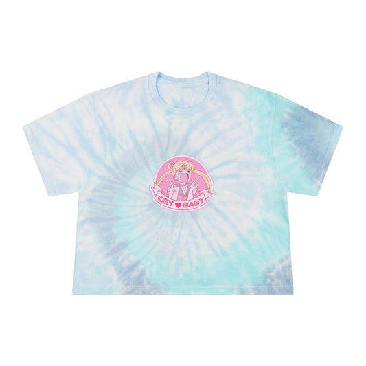 Crybaby Kawaii Pastel Blue Women's Tie-Dye Crop Tee