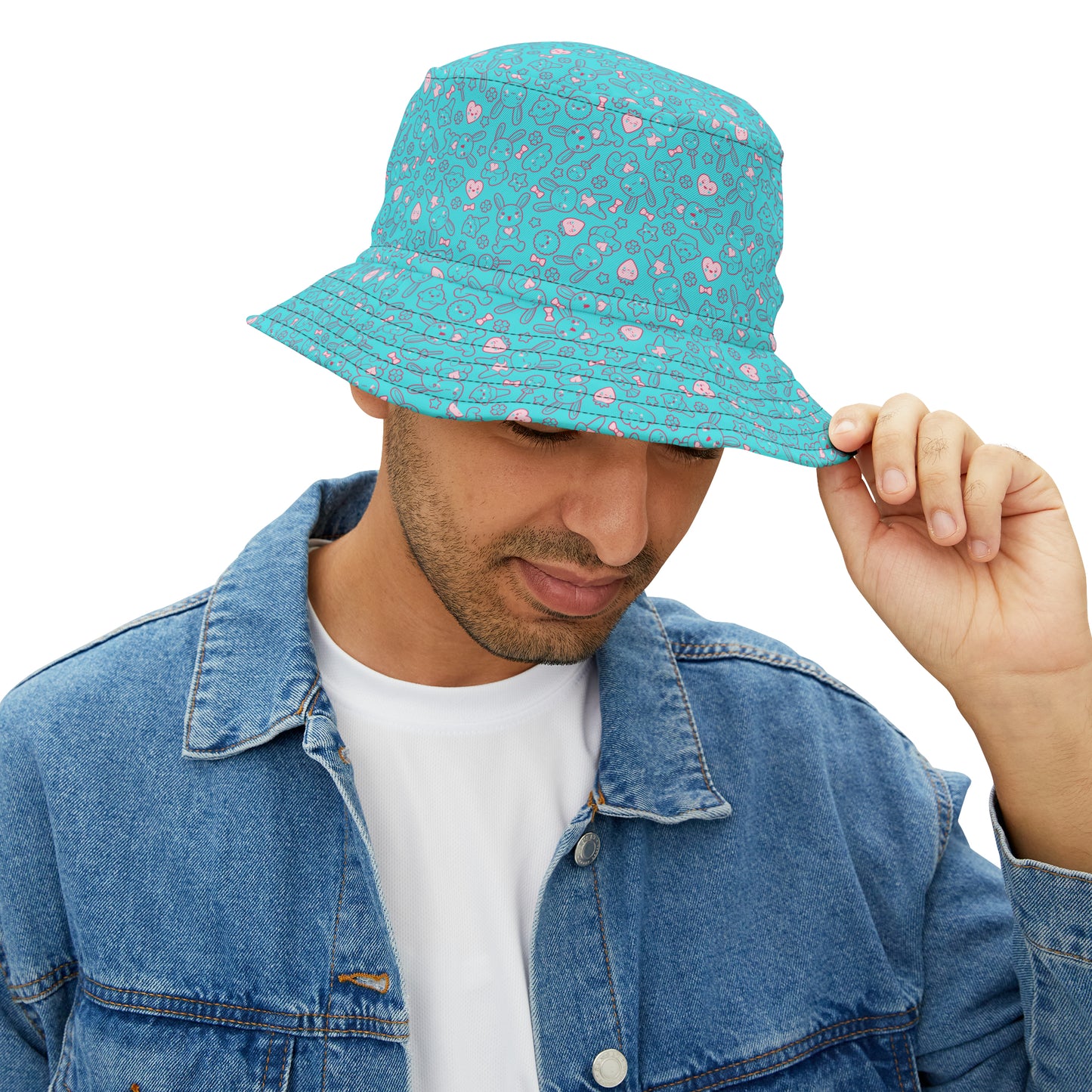 Bright Blue Kawaii Bunny Retro Y2K Bucket Hat