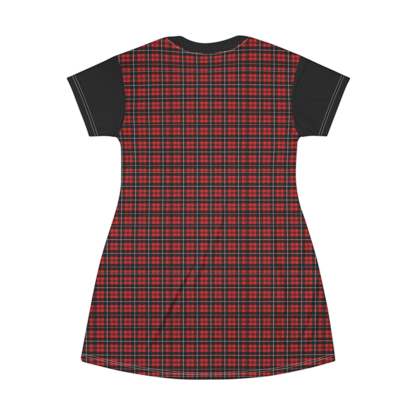 Black Red Plaid Punk Y2K T-Shirt Dress