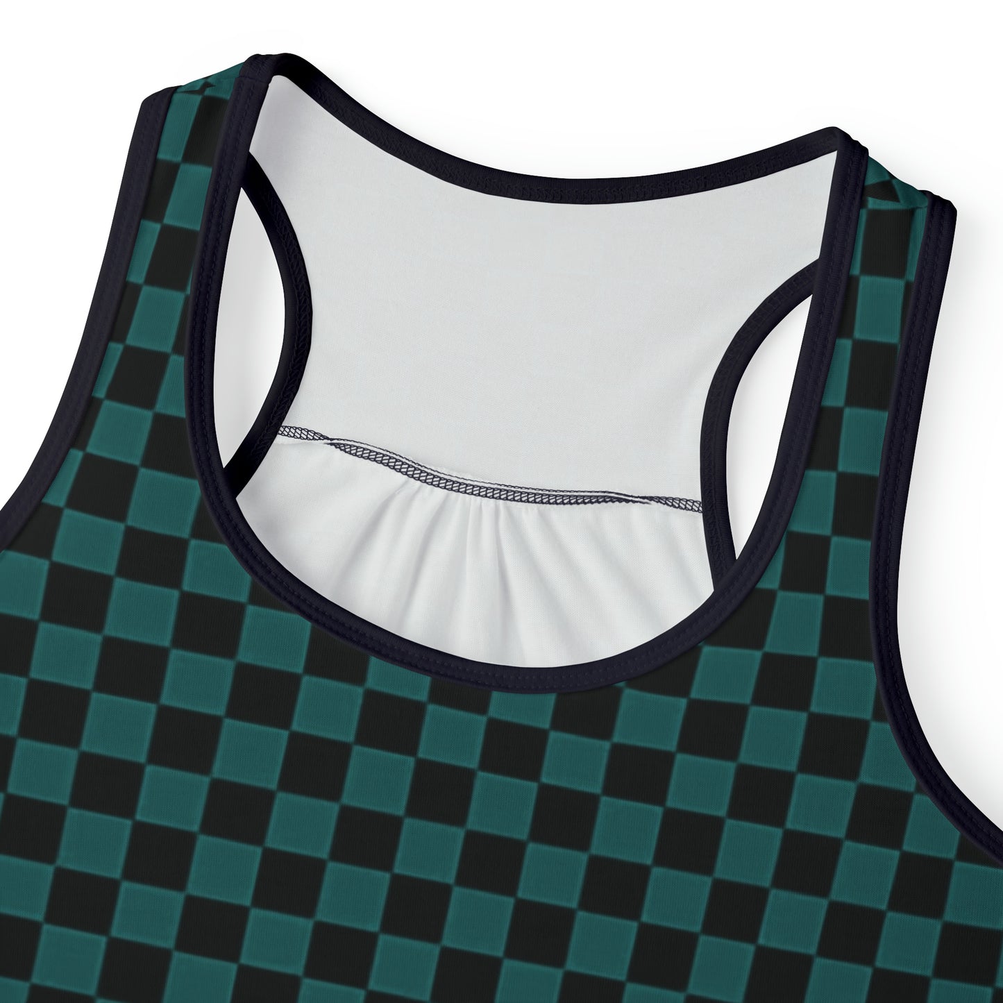 Women's Teal Black Checkered Tank Top