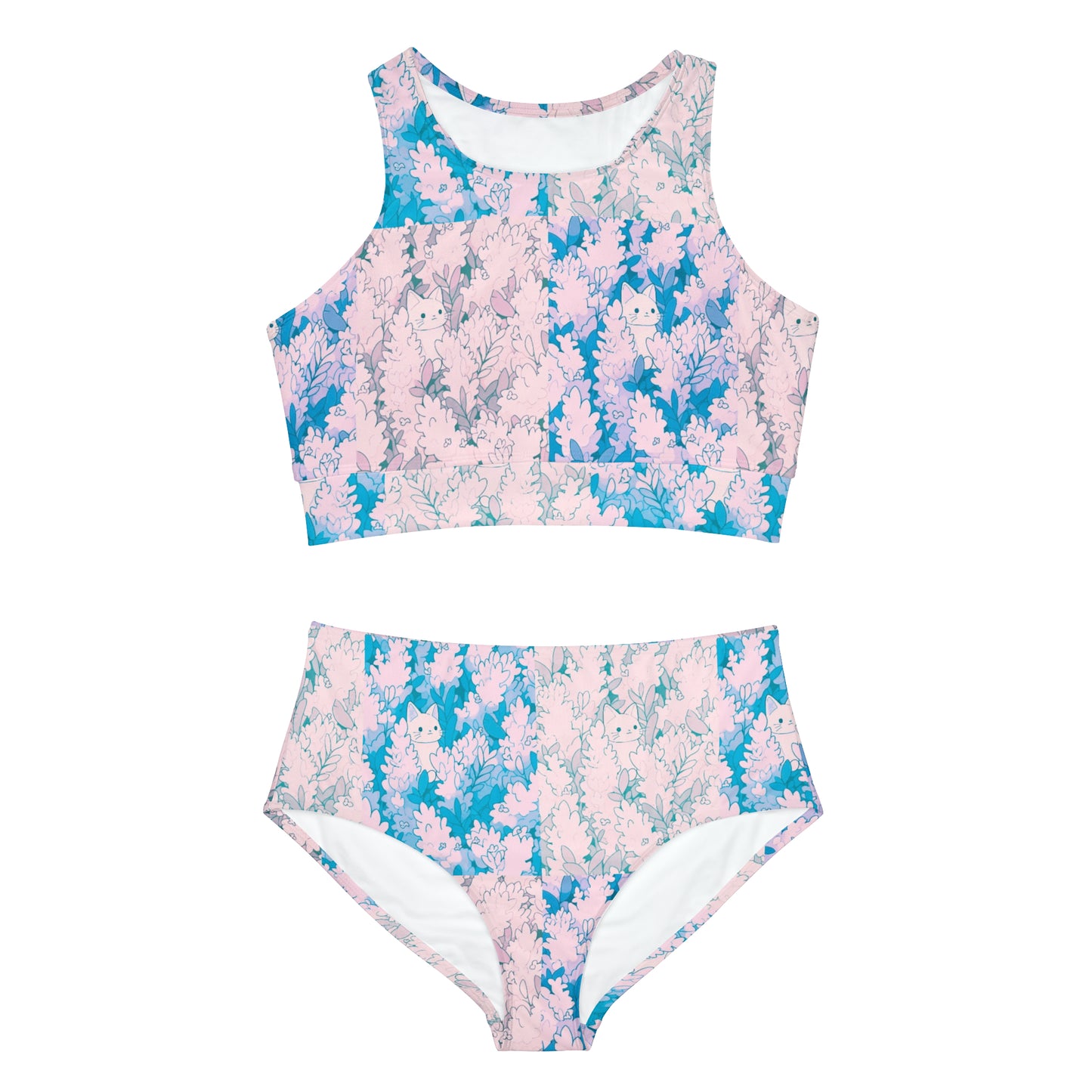 Pastel Kitty Kawaii Sporty Bikini Set