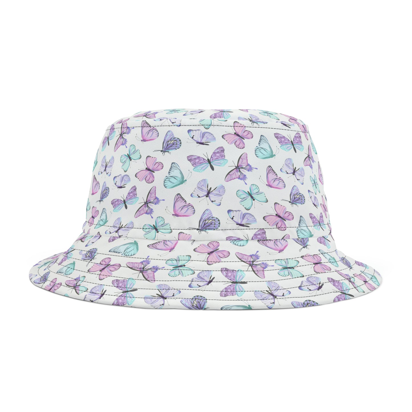 Bucket Hat | White Kawaii Butterfly Y2K